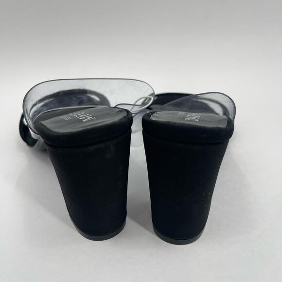 SESTO MEUCCI Heels Size 37 (US 6-6.5) Leather Fabric Black Clear Heeled Sandals - Picture 13 of 14